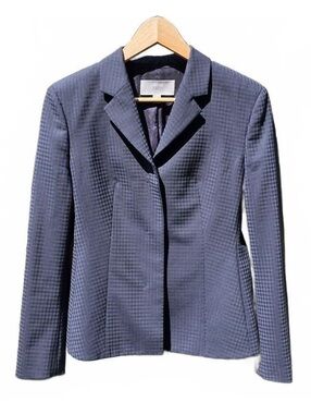 Boss Hugo Boss Blue Micro-Check Tailored 3 Button Blazer Jacket Size 6